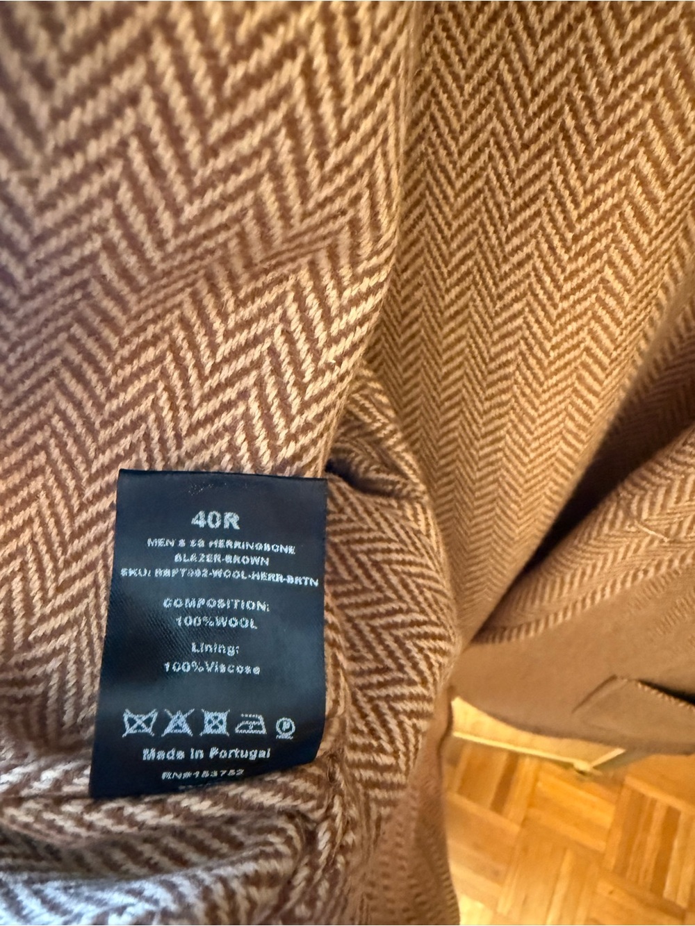Super Rare Rowing Blazers Camel Herringbone Blazer w Patch 40R Made in Portugal - Picture 5 of 12